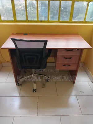Executive Mesh Office Chair and Brown Study Table