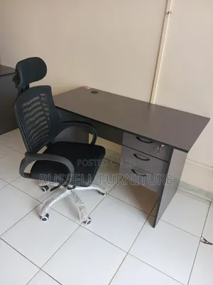 Headrest Office Chair and Well Furnished Study Table
