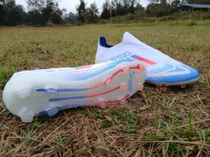 Adidas White Blue Laceless F50 Football Cleats Soccer Boots