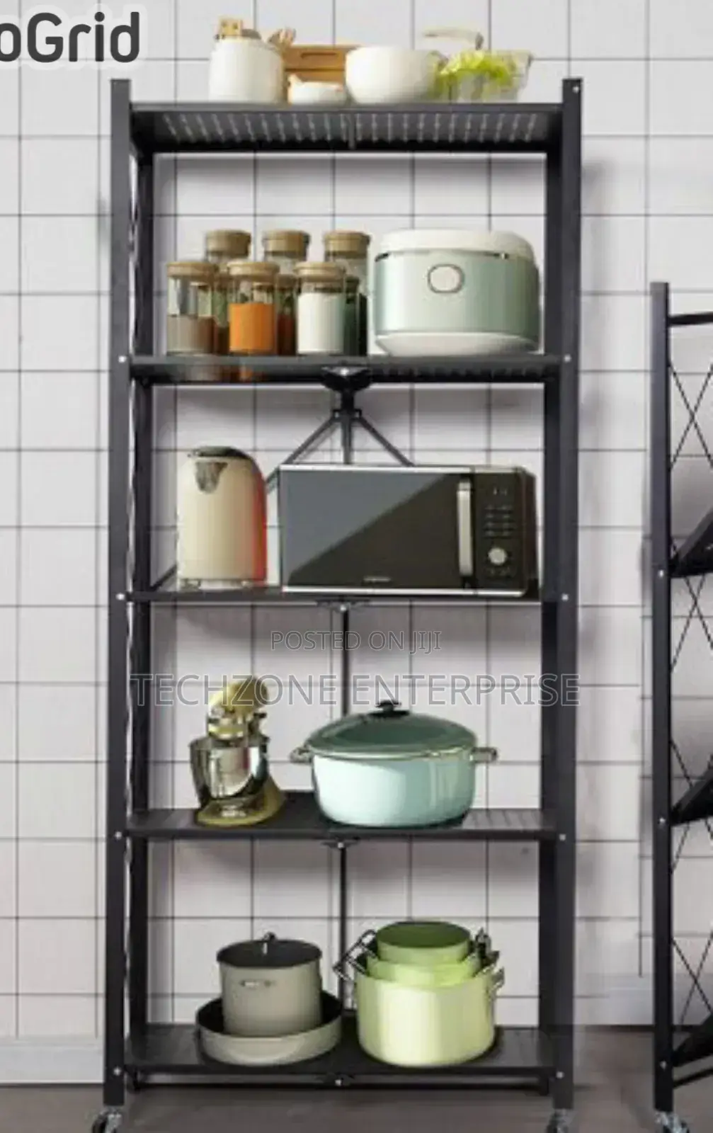 Kitchen Rack - Foldable 5 Tier Carbon Steel Kitchen Racks