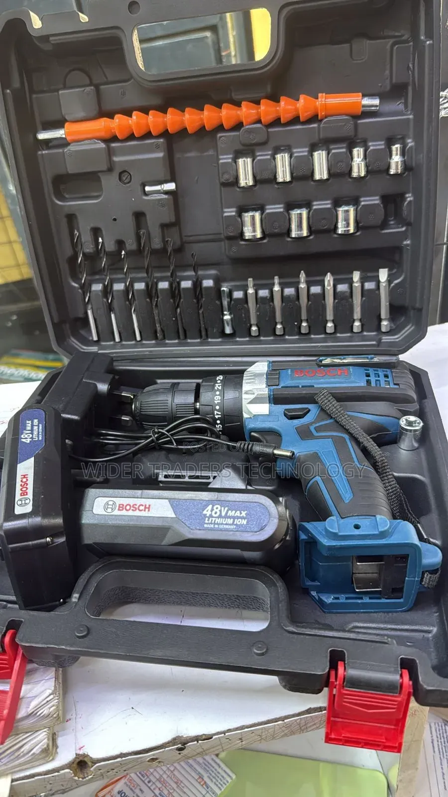 Bosch 48v Cordless Drill With 2 Battery Bits, Accessories