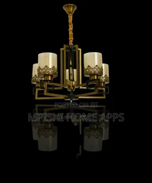 Classic Brass 5 Arm Ceiling Hanging Chandelier