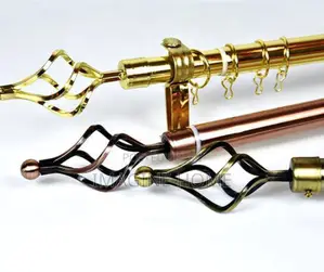 Brown and Black Curtain Rods