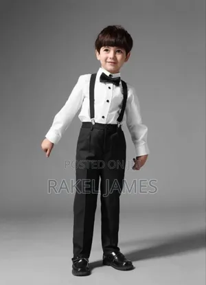 Black Suspender and Bowtie