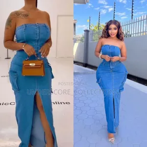 High Quality Denim Pockes Dress