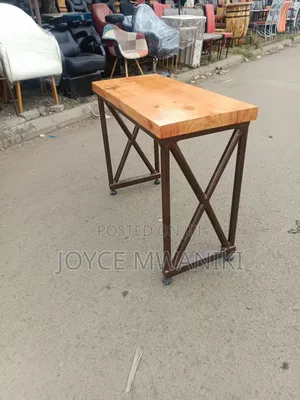 Console Wooden Table, With Powder Coated Frame 