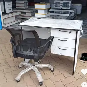 Medium White Office Desk and Chair