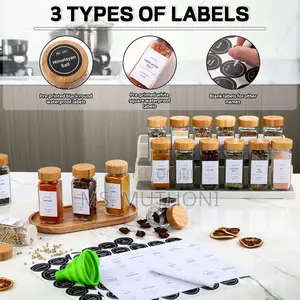 Beautiful Styled Glass Spice Jars With Bamboo Lid* (29 Pcs)