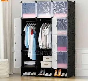 Portable 3 Column Heavy-Duty Plastic Wardrobe