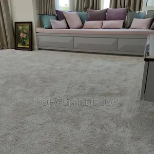 Grey Fluffy And Warm Living Room Flooring Solutions
