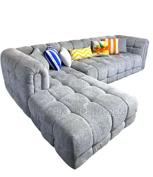 Elegant Dark Grey Bubble L Sofa