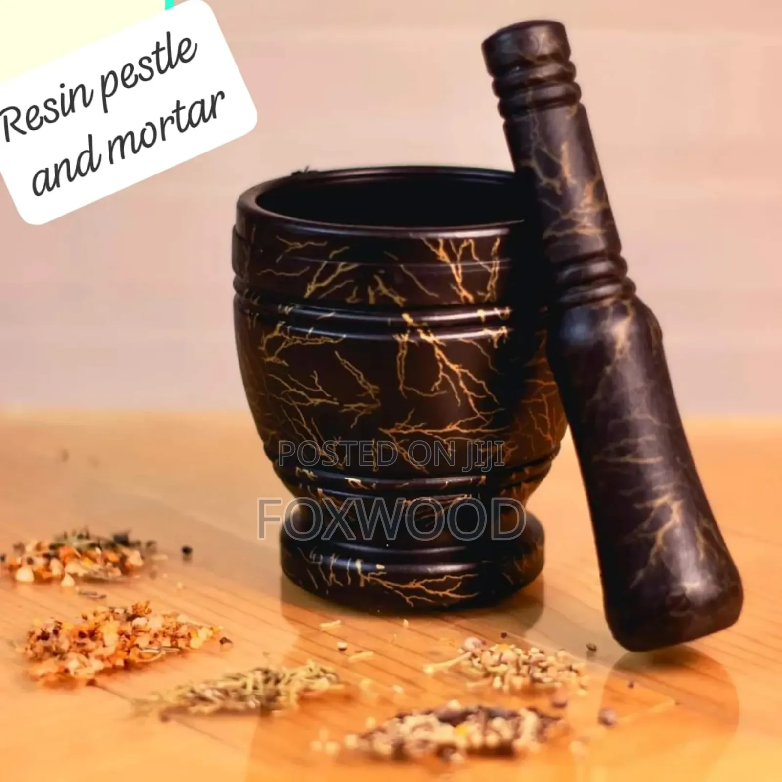 Black Marble Design Pestle and Mortar
