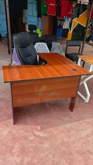Dark Walnut Lshape and Adjustable Leather Office Chairs