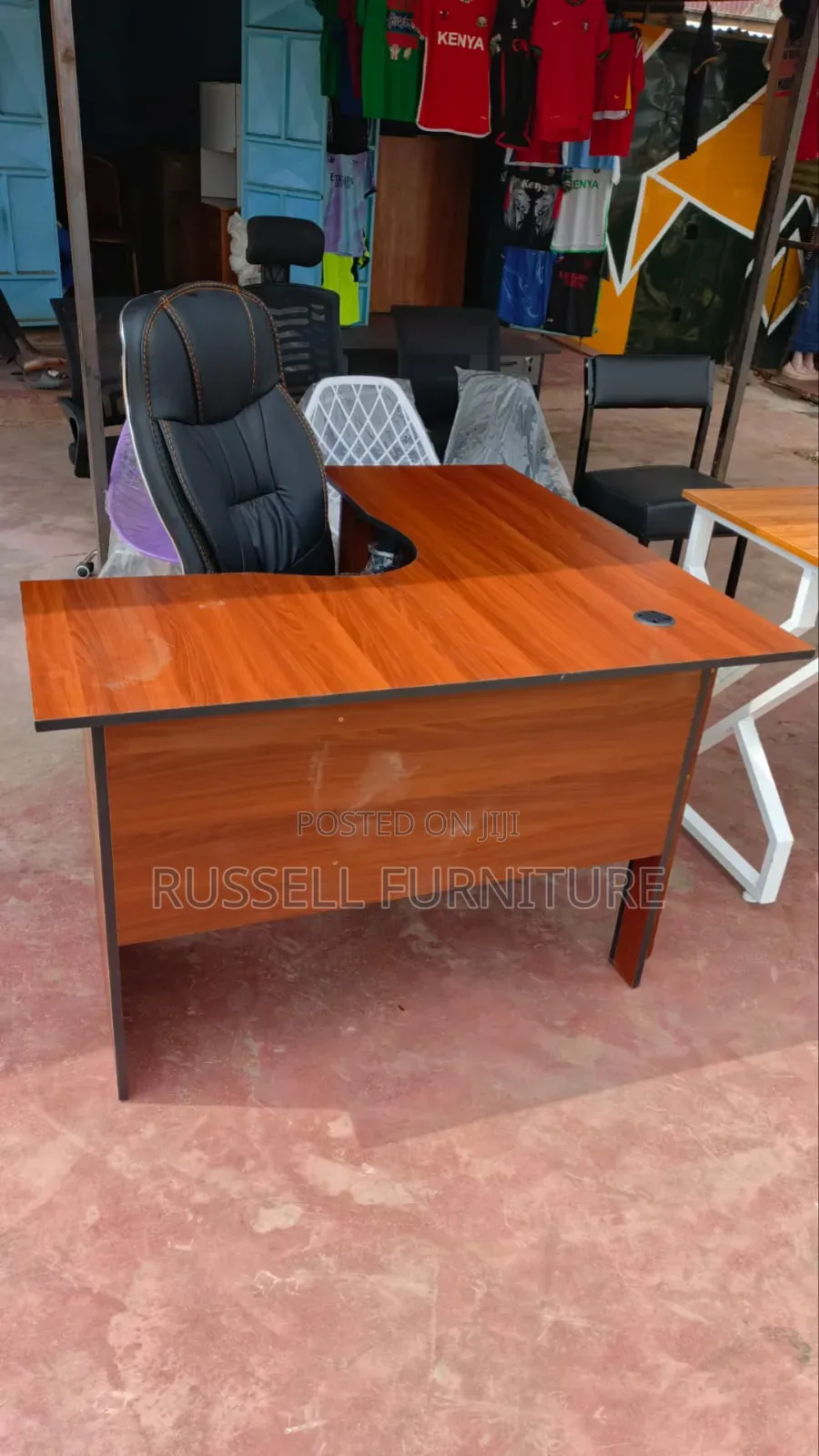 Dark Walnut Lshape and Adjustable Leather Office Chairs