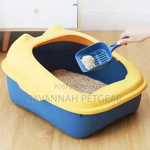 Cat Litter Box Semi-Closed Pet Toilet +Shovel (35cm*24*19cm)
