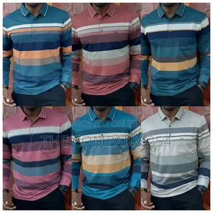 Quality Cotton Checked Longsleeved Collar Men Casual Tshirts