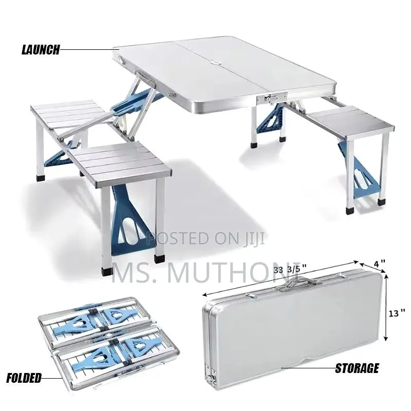 Folding Adjustable Aluminum Alloy Table With 4 Seats