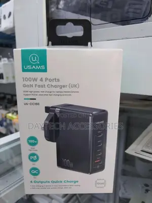 Usams 100w 4 Ports Gan Fast Charger (Uk Plug).