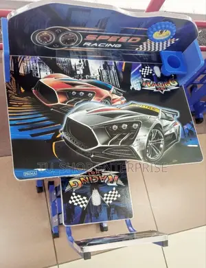 Kids Study!!Blue Executive Racing Car Adjustable Table Desk
