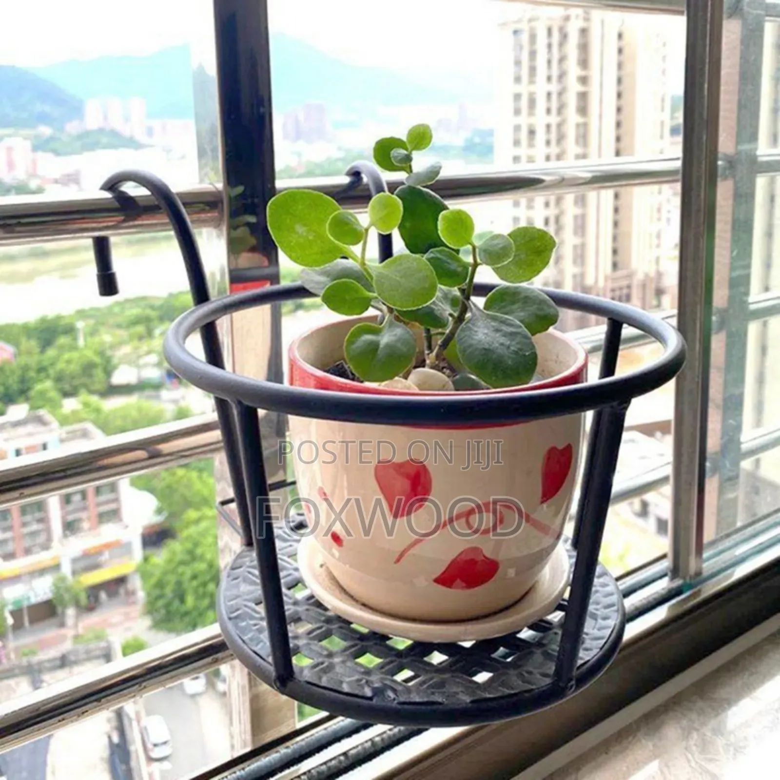 Metallic Over the Balcony Flower Pot Holder