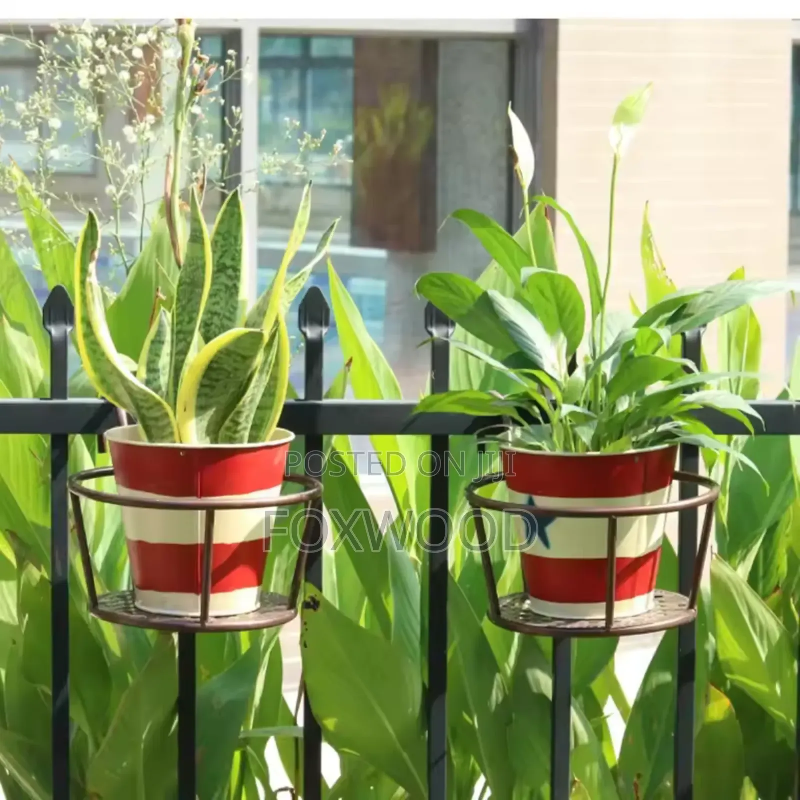 Metallic Over the Balcony Flower Pot Holder