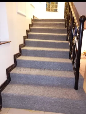 Light Grey House Stair Case Floor Carpet Installed