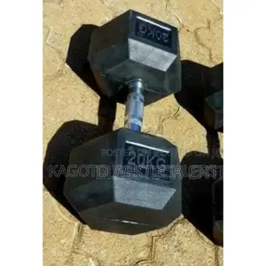 Black at 20kgs Hexagon Dumbells