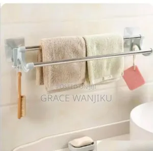 *34cm Self Adhesive Double Pole Towel Holder,