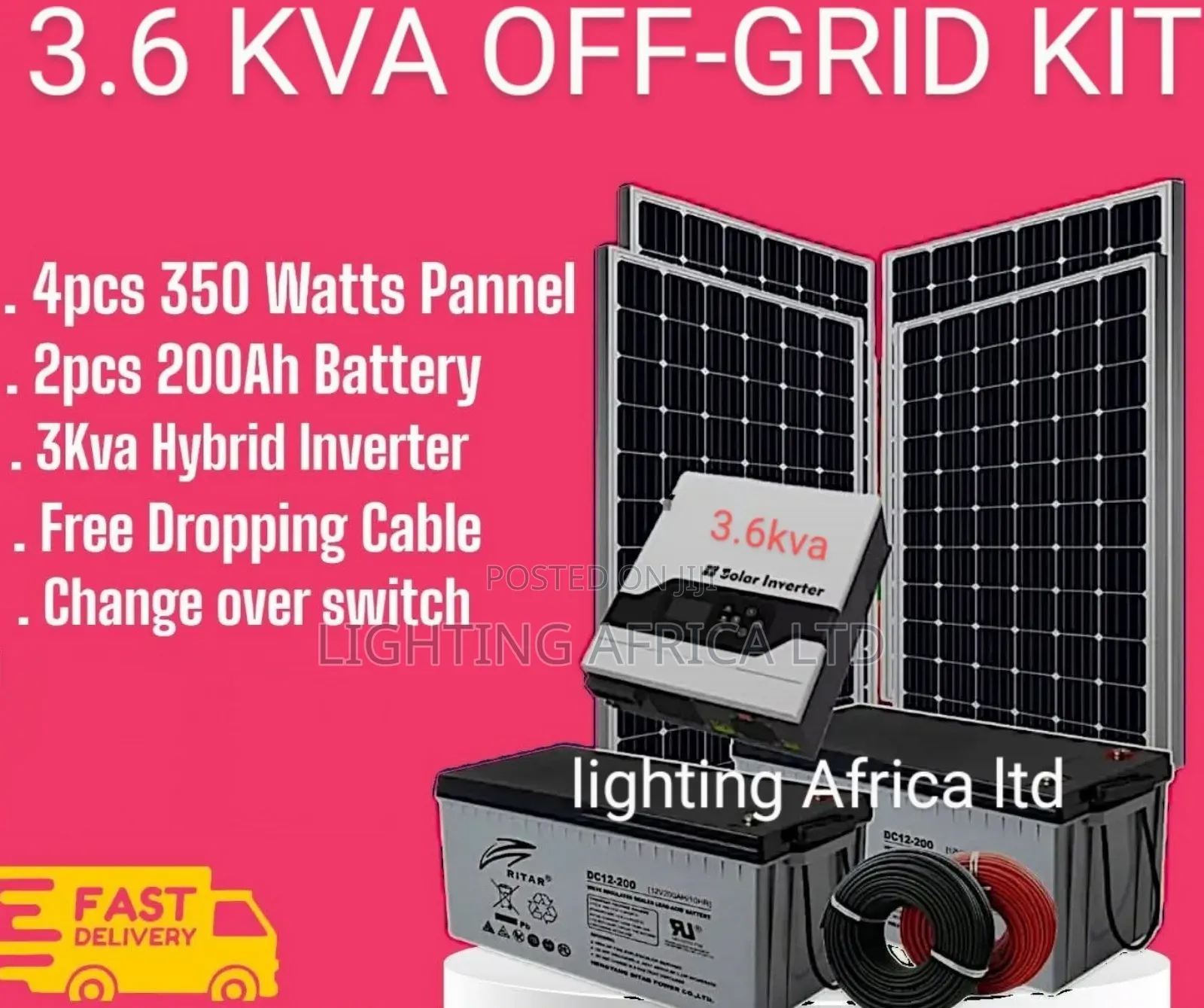 Home Kit 3.6kva Off-Grid Package (2)200ah Batteries (4)500 Watts Solar