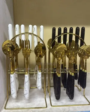 24pcs Golden Marble Cutlery Set