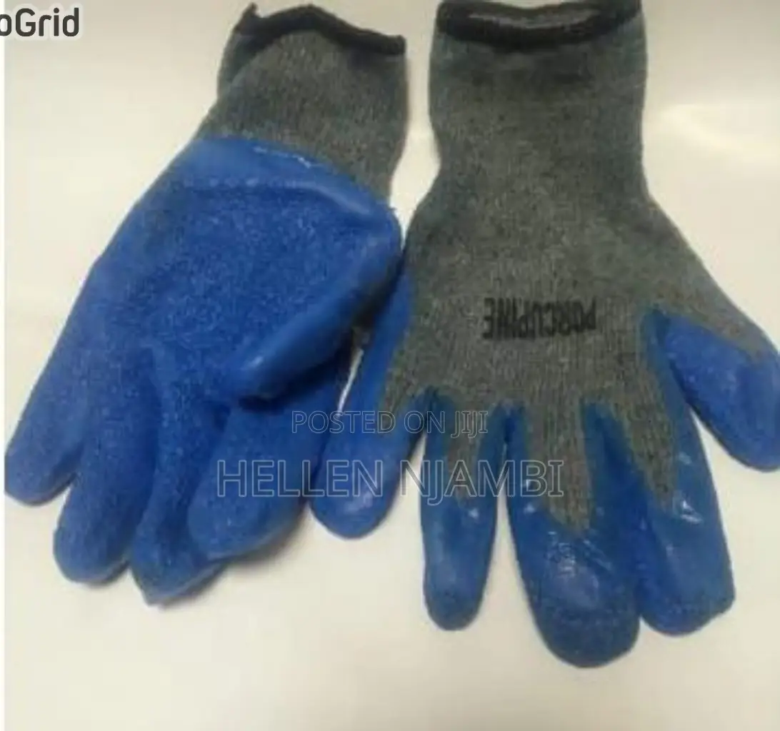 Latex Diamond Grip Safety Gloves -Blue