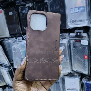 iPhone 16 Pro Max Caseme Leather Flip Cover ( Black, Brown