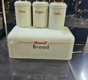 Bread Bin With 3 Canister Tea/Sugar/Coffee
