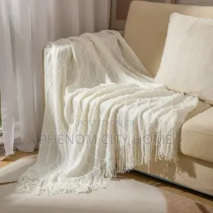 White Knitted Throw Blankets