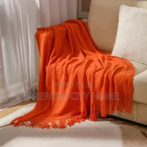 Orange Knitted Classic Decor Blanket