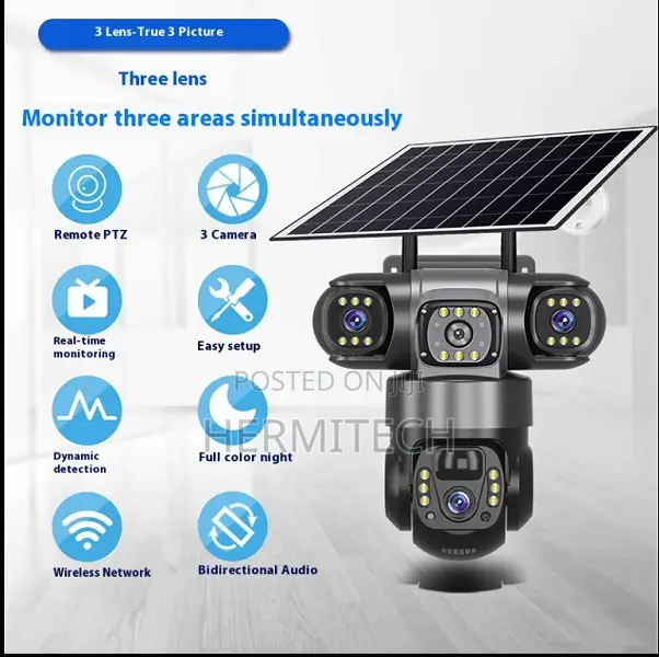 V380 Hotsale Triple Lens Solar 4g Camera Support
