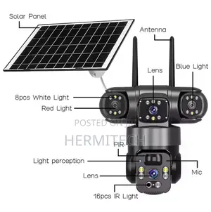 V380pro 4g Ip Solar Poweredthree Lens Camera 3 Screens