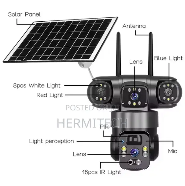 V380pro 4g Ip Solar Poweredthree Lens Camera 3 Screens