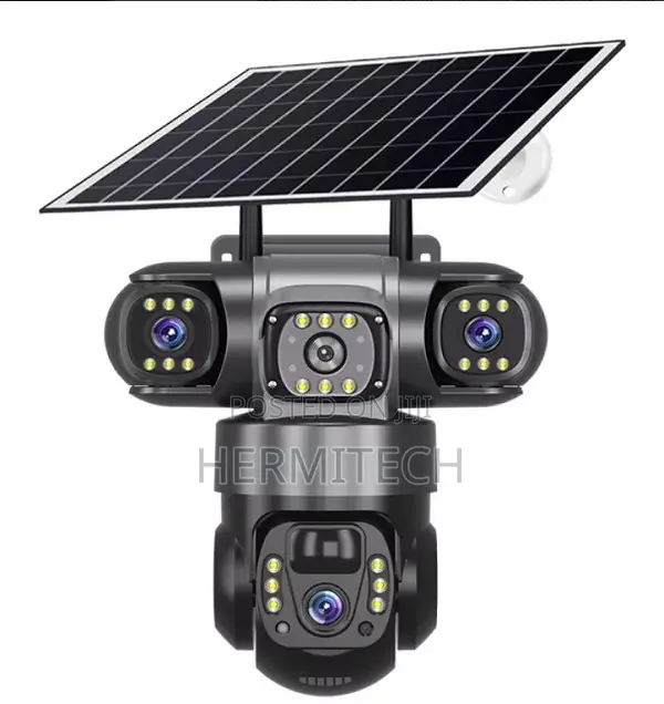 4g Solar Security Camera 6mp Three Lens Motion Detection