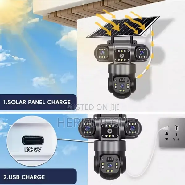 6mp V380 Pro Solar-Powered Outdoor Security Camera