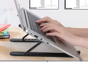 Foldable Plastic + Metal Laptop Stand-Black