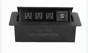 Black Flip-up Socket With 2 Universal Sockets, 1port (Cat6)