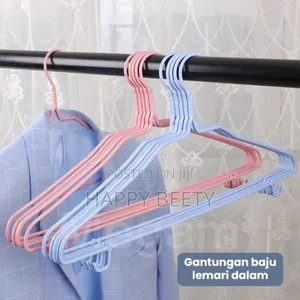 10pc Simple Steel With Plastic Coat Hanger With Hooks Hanger