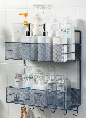 *2 Layer Wall-Mounted Bathroom Shelf Shower Shampoo Rack