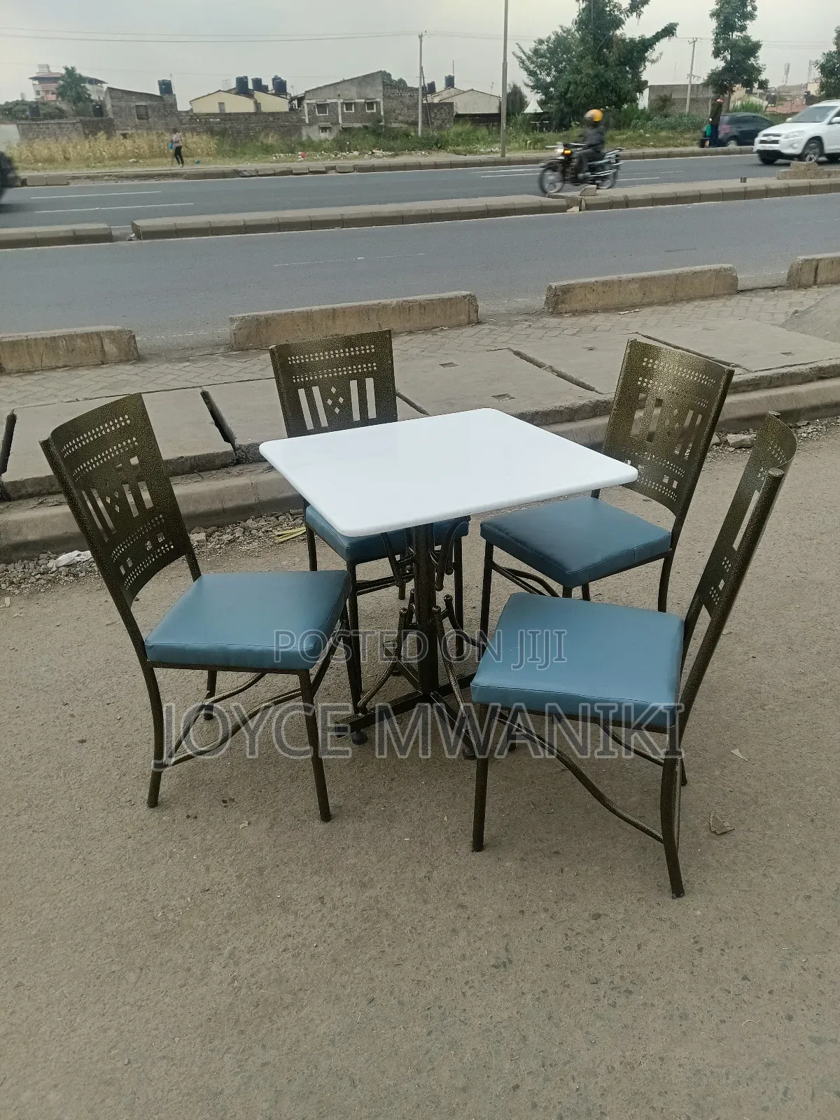 Restaurant Powder Coated Set, Grey Chairs 