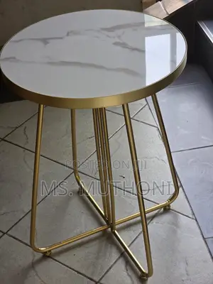 White / Gold Pure Marble Coffee / Side Table (42cm, 60cm* )