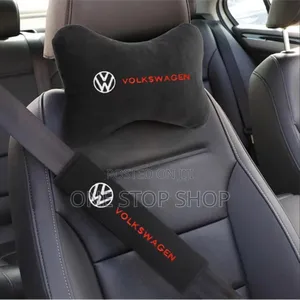 2pcs Volkswagen Branded Fabric Logo Neck Pillow+2 Belt Pad