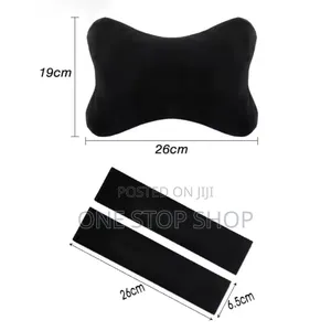 2pcs Universal Black Neck Pillows+2pc Black Safety Belt Pad
