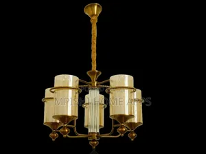 5 Lamps Oxide Color Chandelier With Double Glass Shade