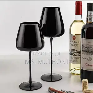 Premium Quality Long Stem Black Wine Glasses.